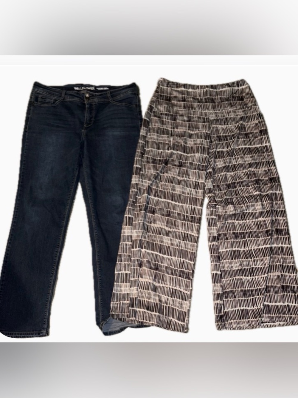 Women’s XL 16 Plus Long Pants Bundle WallFlower Jeans Arolina Wide Leg